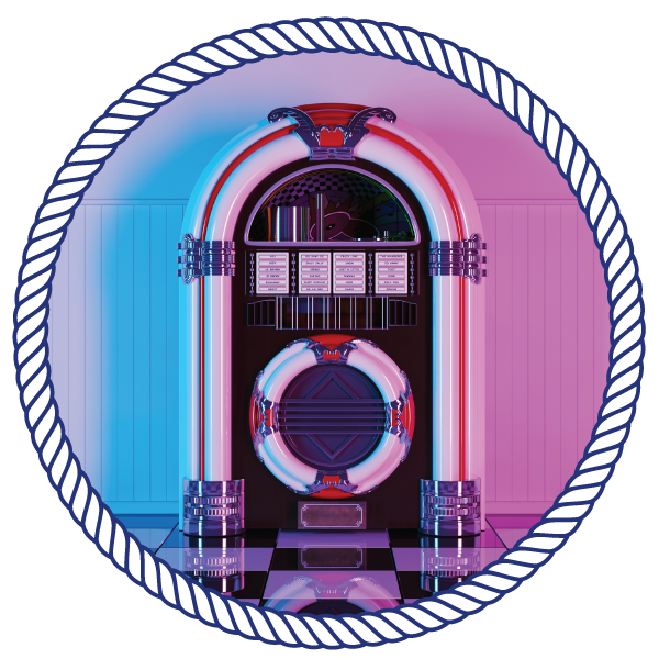jukebox sitting in a diner